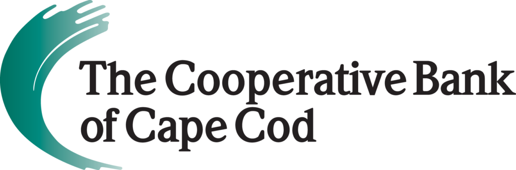 The Cooperative Bank of Cape Cod with a green brushstroke indicative of a wave logo