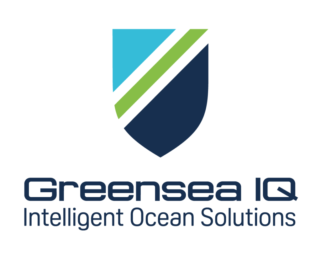 Striped shield logo for Greensea IQ - Intelligent Ocean Solutions